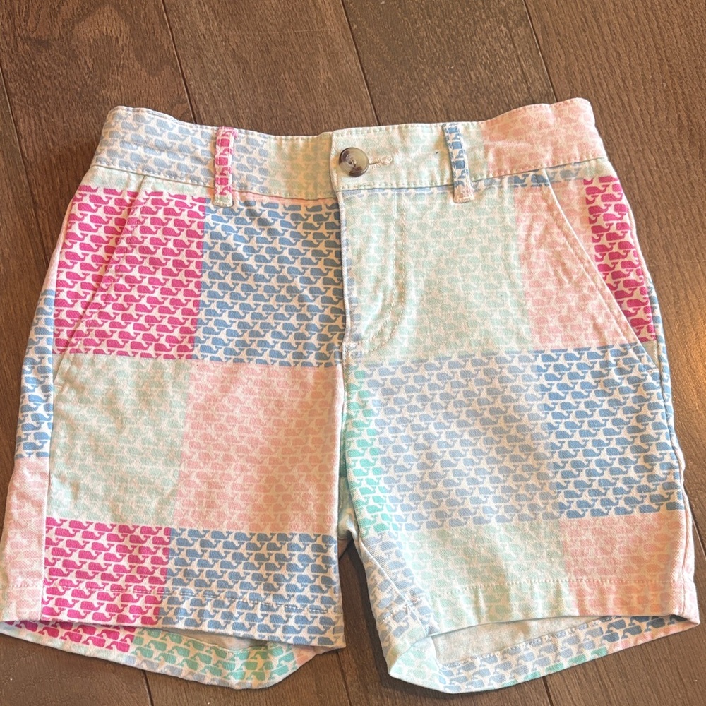 Vineyard Vines Kids Patchwork Shorts - Pink, Blue, Green